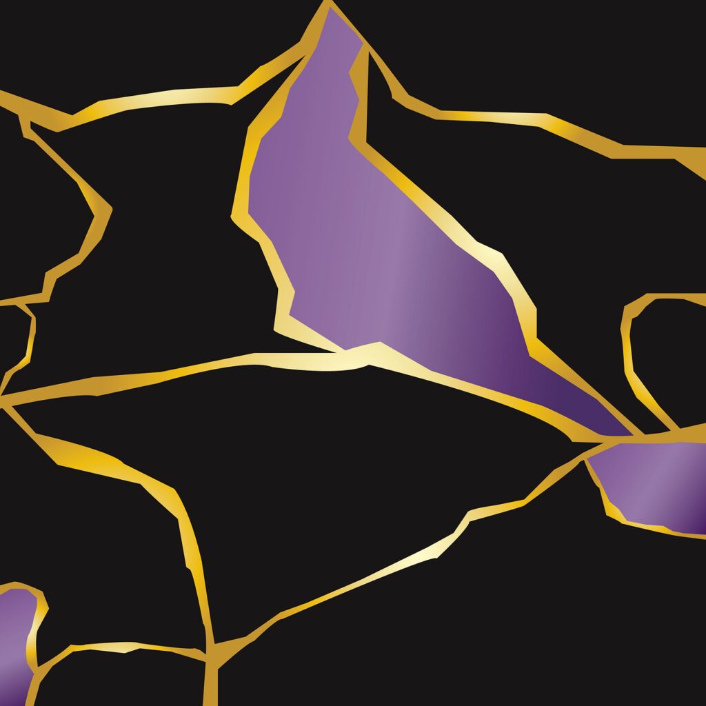 kintsugi, marble, gold